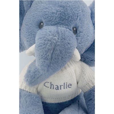 Babyblooms Blue Personalised Elephant Soft Toy with Stripe Pyjamas