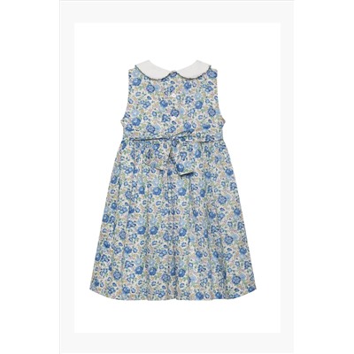 Trotters London Liberty Print Blue Felicite Cotton Dress