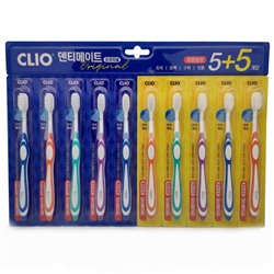 Clio Набор зубных щёток / Dentimate 5+5 Round bristle toothbrush, 10 шт.