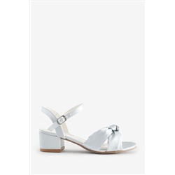 Monsoon Silver Satin Twist Heeled Sandals