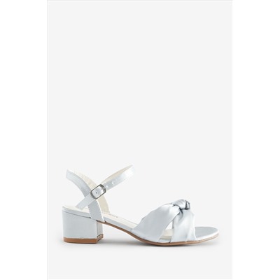 Monsoon Silver Satin Twist Heeled Sandals