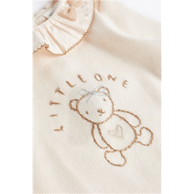 Beige Bear Baby T-Shirts and Leggings 4 Piece Set