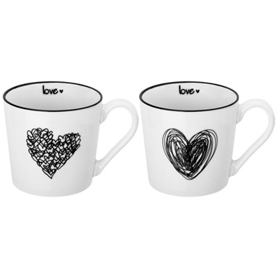 Набор 2 кружек 390 мл 13*9,5*9 см  "LOVE" NEW BONE CHINA