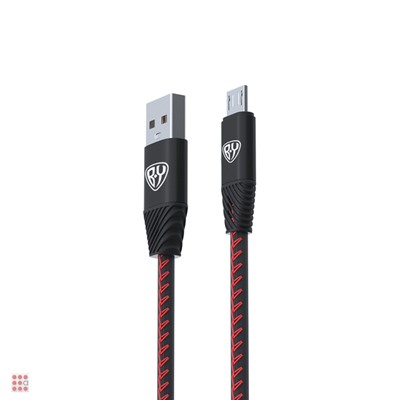 Кабель для зарядки Премиум Micro USB, 1м, 2А, кожаная оплётка, черный