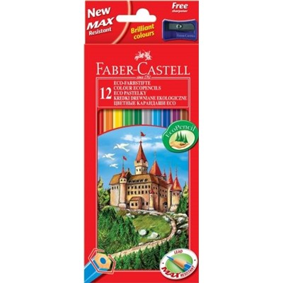 Карандаши цветные Faber-Castell "Замок", 12цв., шестигр., заточ., картон, европодвес