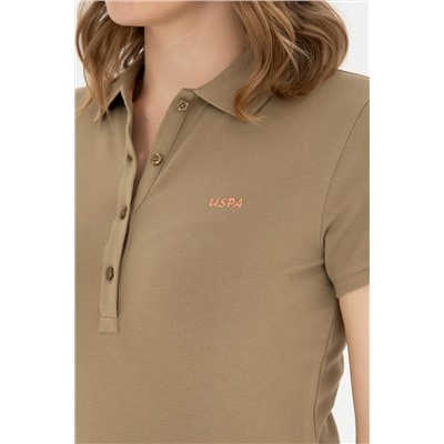Женская базовая футболка цвета хаки с воротником-поло Скидка 50% в корзине