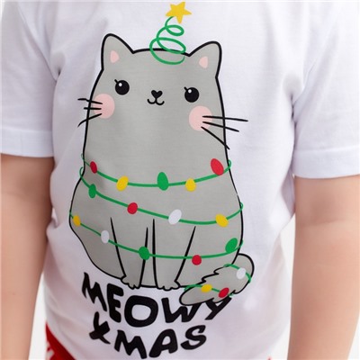 Пижама новогодняя детская KAFTAN "MEOWY XMAS", размер 28 (86-92 см)