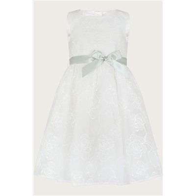 Monsoon White Camelia Lace Organza Rose Dress