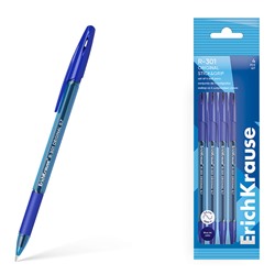 Набор ручек шариковых 4 шт, ErichKrause, R-301 Stick&Grip Original узел 1.0 мм, синяя