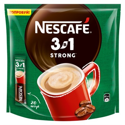 Nescafe. 3 в 1. Strong карт.пачка, 20 пак.