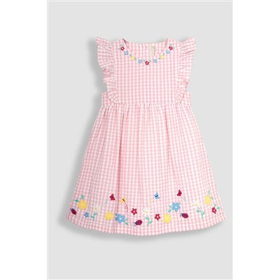 JoJo Maman Bébé Daisy Applique Gingham Pretty Summer Dress