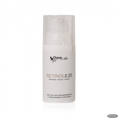 Крем для лица RETINOL 0.25 ламеллярный омолаживающий с липосомальным ретинолом и ниацинамидом, 30 мл, ТМ ChocoLatte