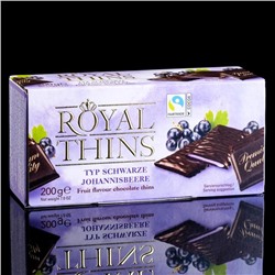 Мини-плитки Royal Thins Schwarze Johannisbeere из тёмного шоколада с черной смородиной, 200 г