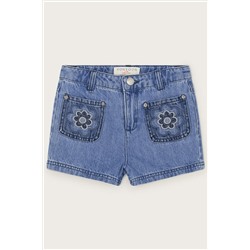 Monsoon Blue Flower Denim Shorts