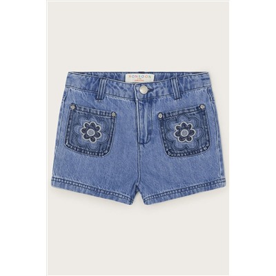 Monsoon Blue Flower Denim Shorts