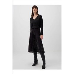 Черная плиссированная сетчатая юбка-миди с цветочным узором