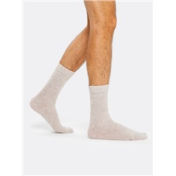 Высокие мужские носки в оттенке "светло-бежевый меланж"