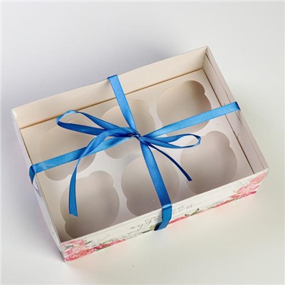 Коробка для капкейков, кондитерская упаковка, 6 ячеек «Самой чудесной», 23 х 16 х 7.5 см