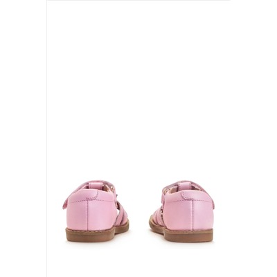 Start Rite Pink Flora Pale Leather Rip Tape Toe In Sandals