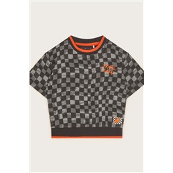 Monsoon Short Sleeve Checkerboard Black T-Shirt