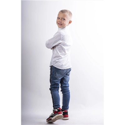 Детская рубашка белого цвета из хлопка и жаккарда высшего качества приталенного кроя Ardn0035-6 ARDN0030
