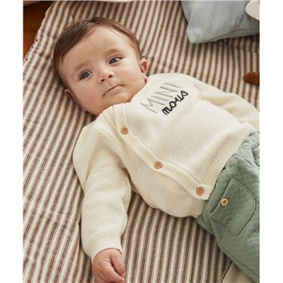 LE PULL ÉCRU EN COTON AVEC MESSAGE BRODÉ BÉBÉ