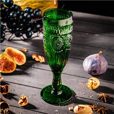 Бокал из стекла для шампанского Magistro «Ларго», 180 мл, 7×19,7 см, цвет зелёный