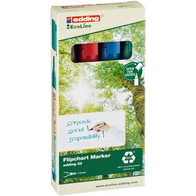 Набор маркеров для флипчартов EDDING 32 Ecoline, 1-5 мм, 4 цвета. карт кор