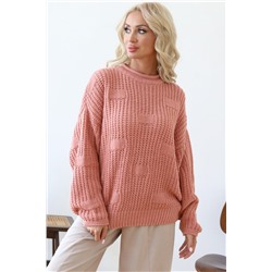 Вязаный свитер свободного силуэта персикового цвета