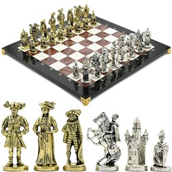Шахматы подарочные с металлическими фигурами "Рококо", 420*420мм