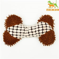 Игрушка мягкая для собак "Особая кость", двутканевая, с пищалкой, 20х12 см, бело-коричневая   708725
