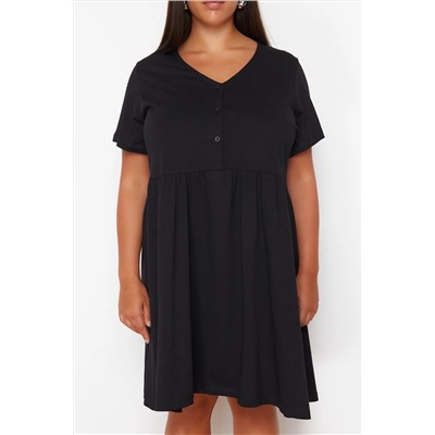 Черное мини-трикотажное платье More Sustainable со сборками TBBSS24AH00167
