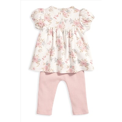 Mamas & Papas Pink 2 Piece Floral Top & Legging Set