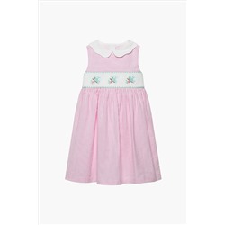 Trotters London Pink Stripe Tweetie Bird Smocked Cotton Dress