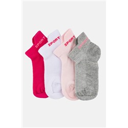 Cozzy Socks, 4 предмета, разноцветные спортивные носки-пинетки для девочек