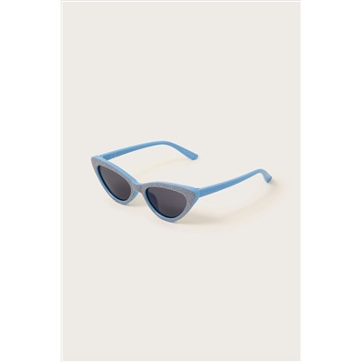 Monsoon Blue Sparkle Cateye Sunglasses with Case