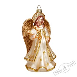 Ангел "Небесная музыка" золотой (стекло) 8х7,5х15,5 см