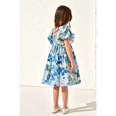 Angel & Rocket Celia Blue Floral Print Puff Sleeve Dress