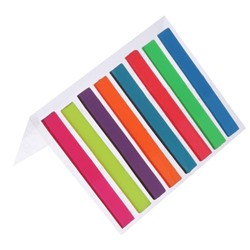 Блок-закладка с липким краем 6 мм х 48 мм, пластик, 8 цветов по 20 листов, флуоресцентный