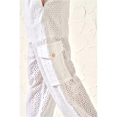 Angel & Rocket Cleo Broderie Cargo White Trousers