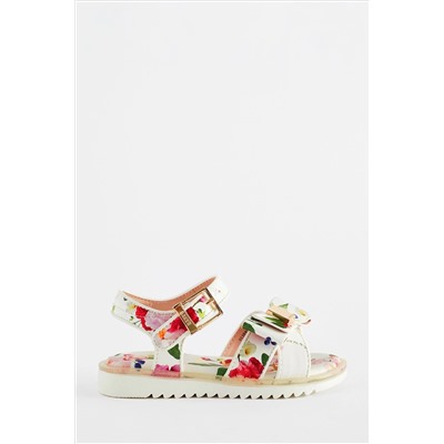 Baker by Ted Baker Girls Floral Patent White Sandals with Bow