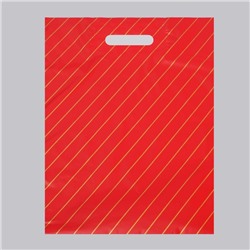 Пакет полиэтиленовый, с вырубной ручкой, «Полоска», бордовый, 35 х 45 см, 50 мкм