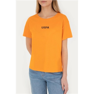 Женская оранжевая футболка с круглым вырезом Неожиданная скидка в корзине