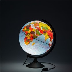 Глобус физико-политический рельефный D=320 мм с подсветкой от 220В (К013200223) на круглой подставке