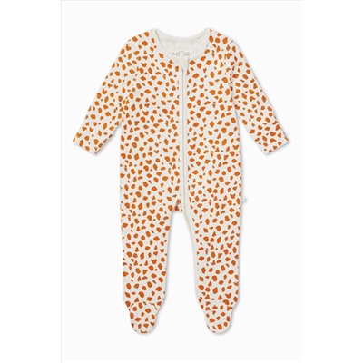 MORI Organic Cotton & Bamboo Giraffe Spot Zip Up Cream Sleepsuit