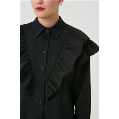 Блуза чёрная с воланами