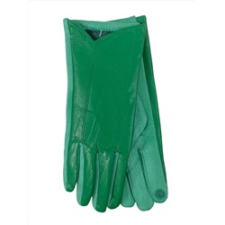 Элегантные демисезонные перчатки из кожи и велюра, цвет зеленый