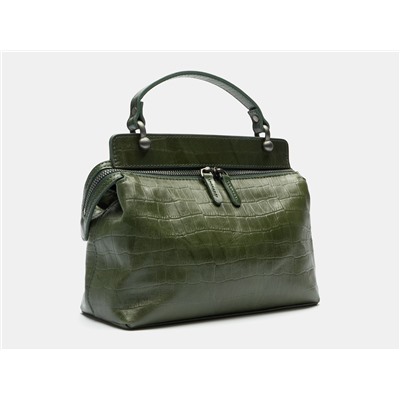 Зелёная кожаная женская сумка из натуральной кожи «W0042 Green Croco»