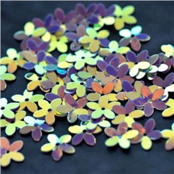 Пайетки-цветочки, цвет фиолетовый/радужный, 10 мм