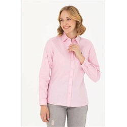 Женская светло-розовая базовая рубашка с длинным рукавом Неожиданная скидка в корзине